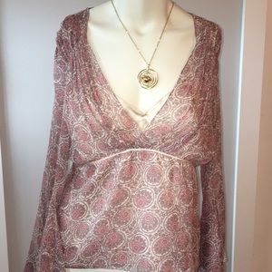 Elite Tahari pink & cream blouse